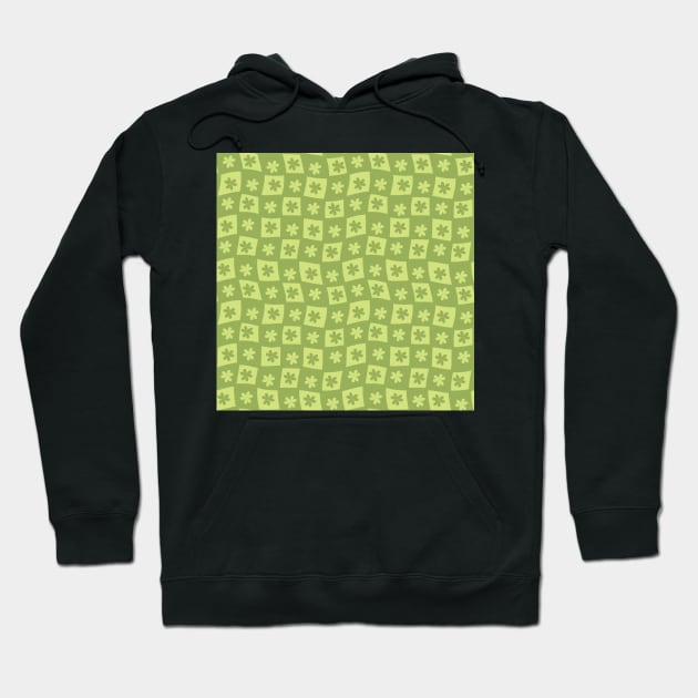 Floral Checker Board - lime and grass green Hoodie by JuneNostalgia